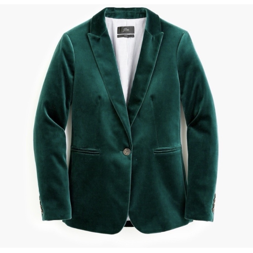 NEW! J.Crew Parke Velvet Blazer Jacket Forest Green SZ 6 - Picture 7 of 13